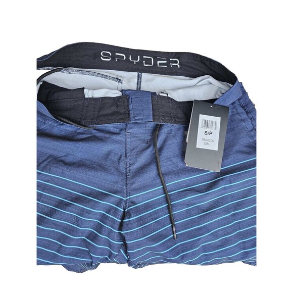 Spyder Swimsuit Men’s S Board Shorts Navy Blue Striped UV Protection Breathable - Picture 3 of 3
